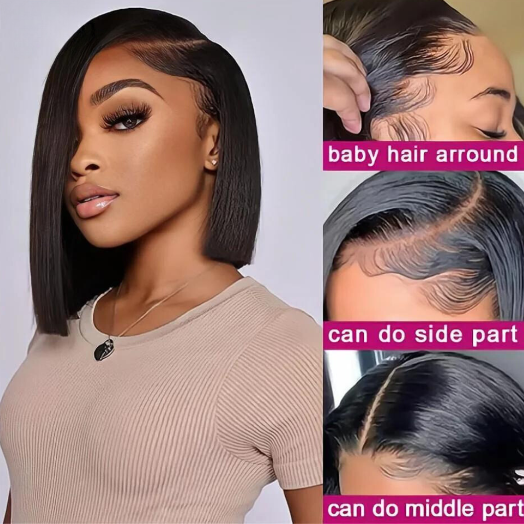Short Straight 13X4 Transparent lace frontal Bob Human Hair Wig