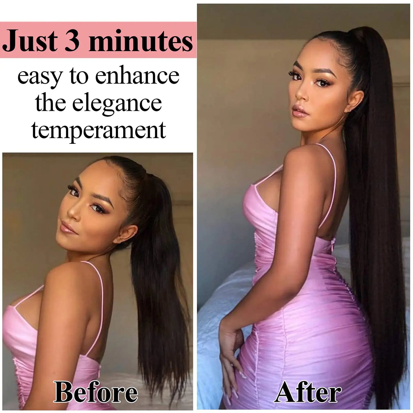 Brazilian Hair Ponytail Remy Human Hair Color #2, 16-26 Inch