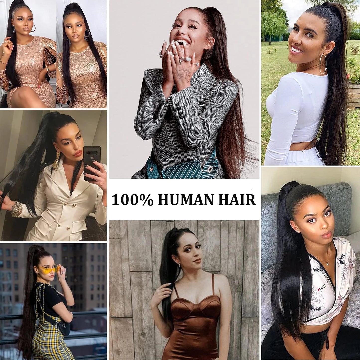 Brazilian Hair Ponytail Remy Human Hair Color #2, 16-26 Inch