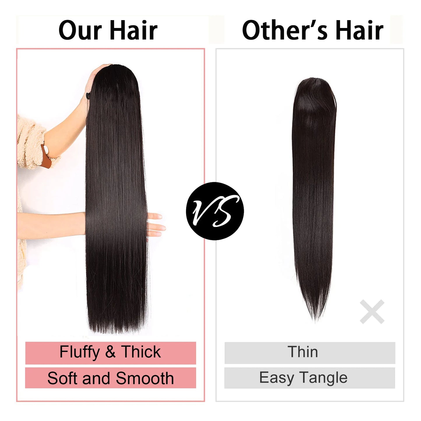 Brazilian Hair Ponytail Remy Human Hair Color #2, 16-26 Inch
