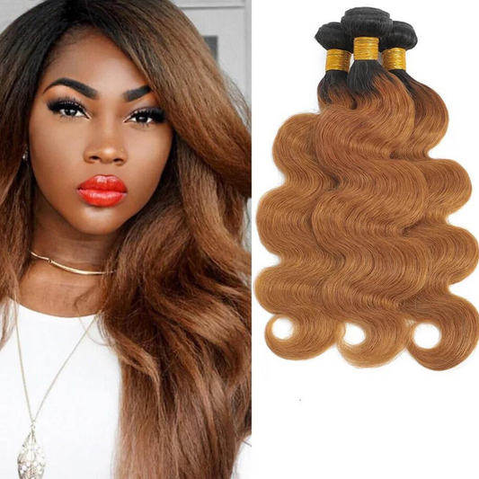 Brazilian Kinky Body Wave Bundles/ 2 Tones Ombre Yaki Wave Hair Bundles