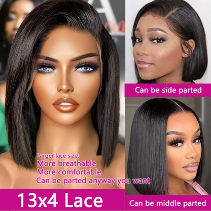 Pre Plucked Brazilian Straight lace front human hair Wig 13X4 or 4x4