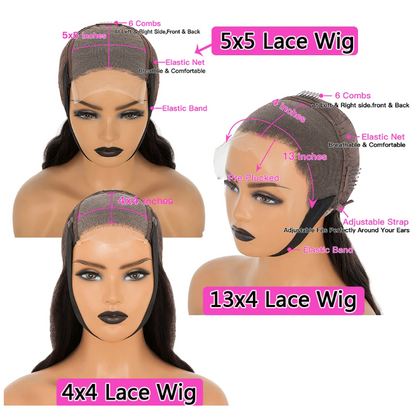 Short Brazilian Straight Human Hair Bob Wig  5X5, 4X4, 13x4 Transparent Lace Frontal