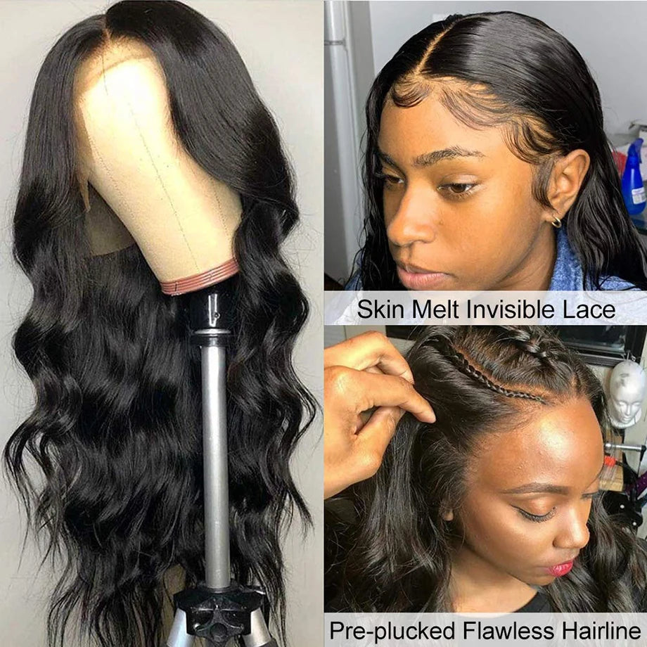 Body Wave Human Hair 13X4 Lace Front Wig Pre Plucked