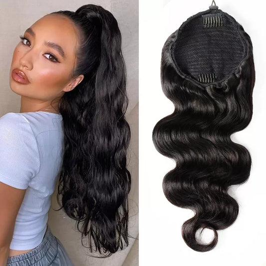 Body Wave Drawstring Ponytail Human Hair Extensions