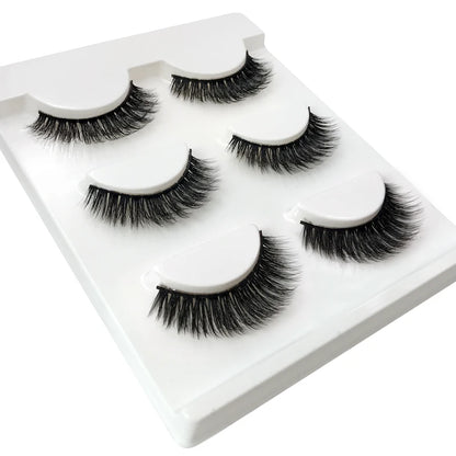 3 Pairs Natural Soft 3D Mink false Eyelashes Extension thick