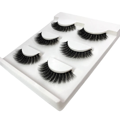 3 Pairs Natural Soft 3D Mink false Eyelashes Extension thick