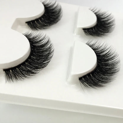 3 Pairs Natural Soft 3D Mink false Eyelashes Extension thick