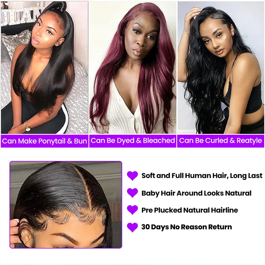 Straight Lace Front Wig, Full Lace Human Hair Wigs Bone Straight