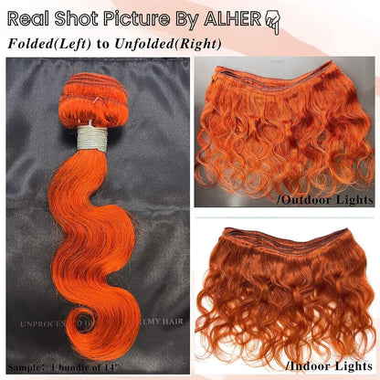 Orange Ginger Brazilian Unprocessed Virgin Human Hair  1 or 3-Bundles