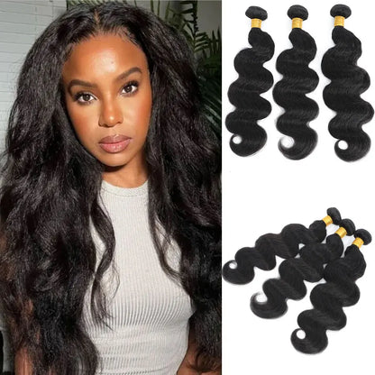 Brazilian Kinky Body Wave Bundles Natural Color