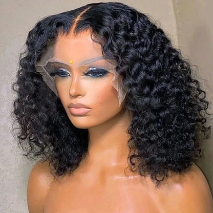 Curly Bob Lace Frontal Wig Human Hair 13x4 or 4x4 Deep Wave HD Transparent Lace Front Wigs Bob Lace Frontal Wig Human Hair