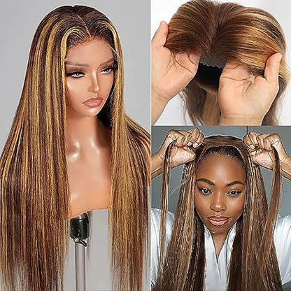 P4/27 Colored HD Straight Lace Frontal Wig