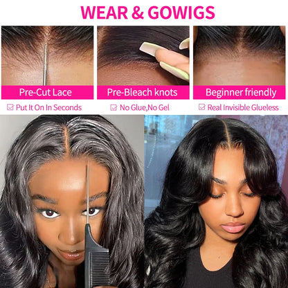 Body Wave Lace Closure Wig Glueless  Human Hair Ready To Wear Wig