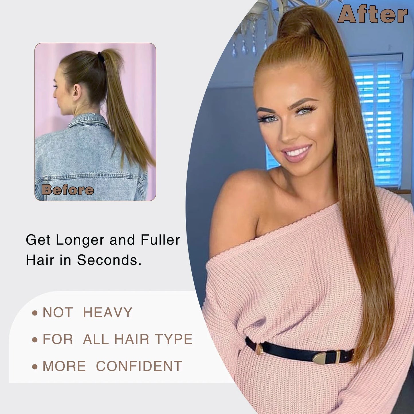 Ponytail Extensions Long Straight Drawstring Ponytails Color #6