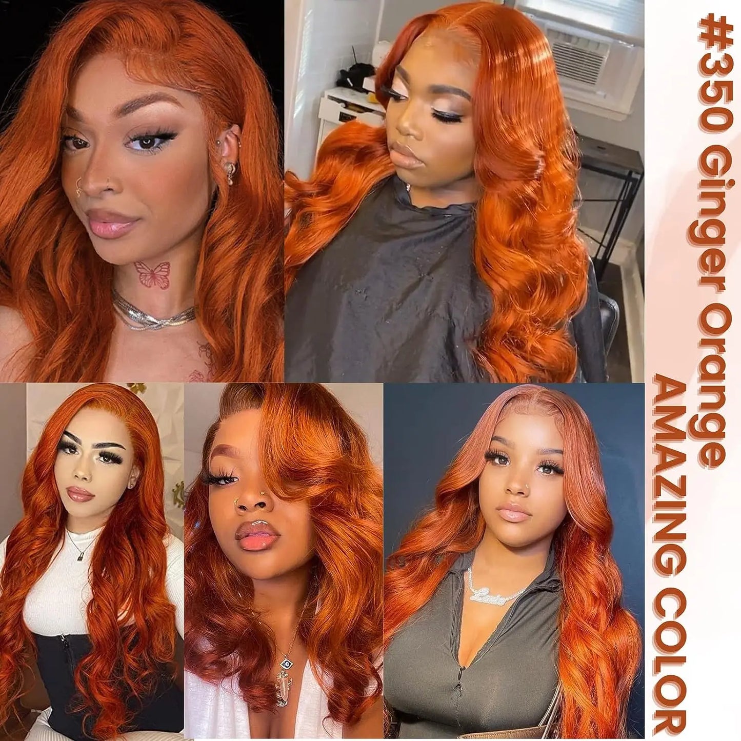 Orange Ginger Brazilian Unprocessed Virgin Human Hair 4-Bundles