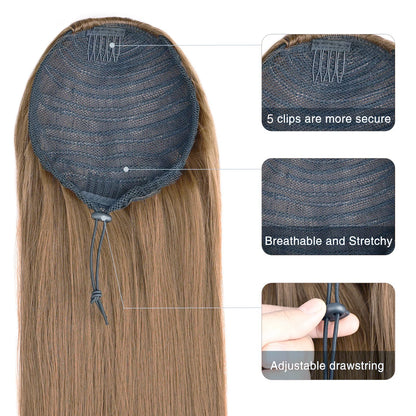 Ponytail Extensions Long Straight Drawstring Ponytails Color #6