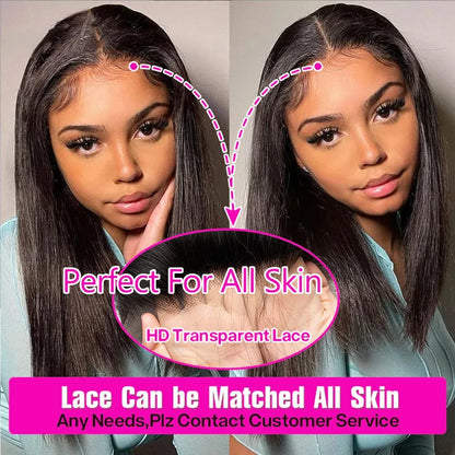 Straight Short Bob Human Hair Brazilian Pre Plucked  Wig 13X4 or 4x4 Lace