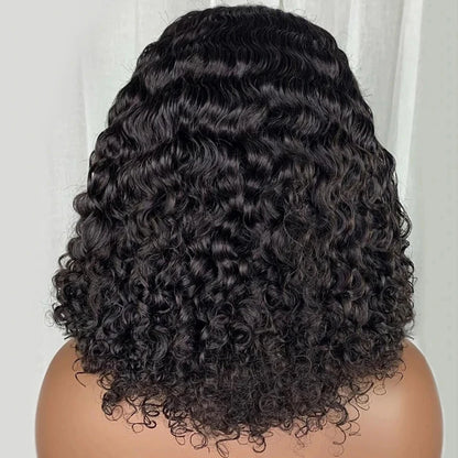 Curly Bob Lace Frontal Wig Human Hair 13x4 or 4x4 Deep Wave HD Transparent Lace Front Wigs Bob Lace Frontal Wig Human Hair