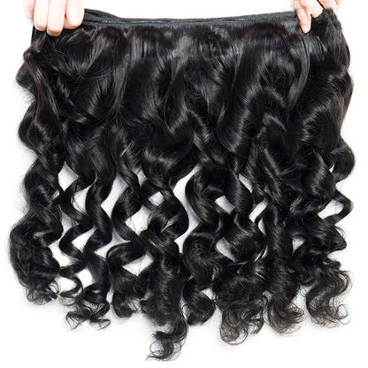 Malaysian Virgin Human Hair 3 Bundles, Loose Wave Bundles With Lace Frontal Closure 13X4 or 4X4