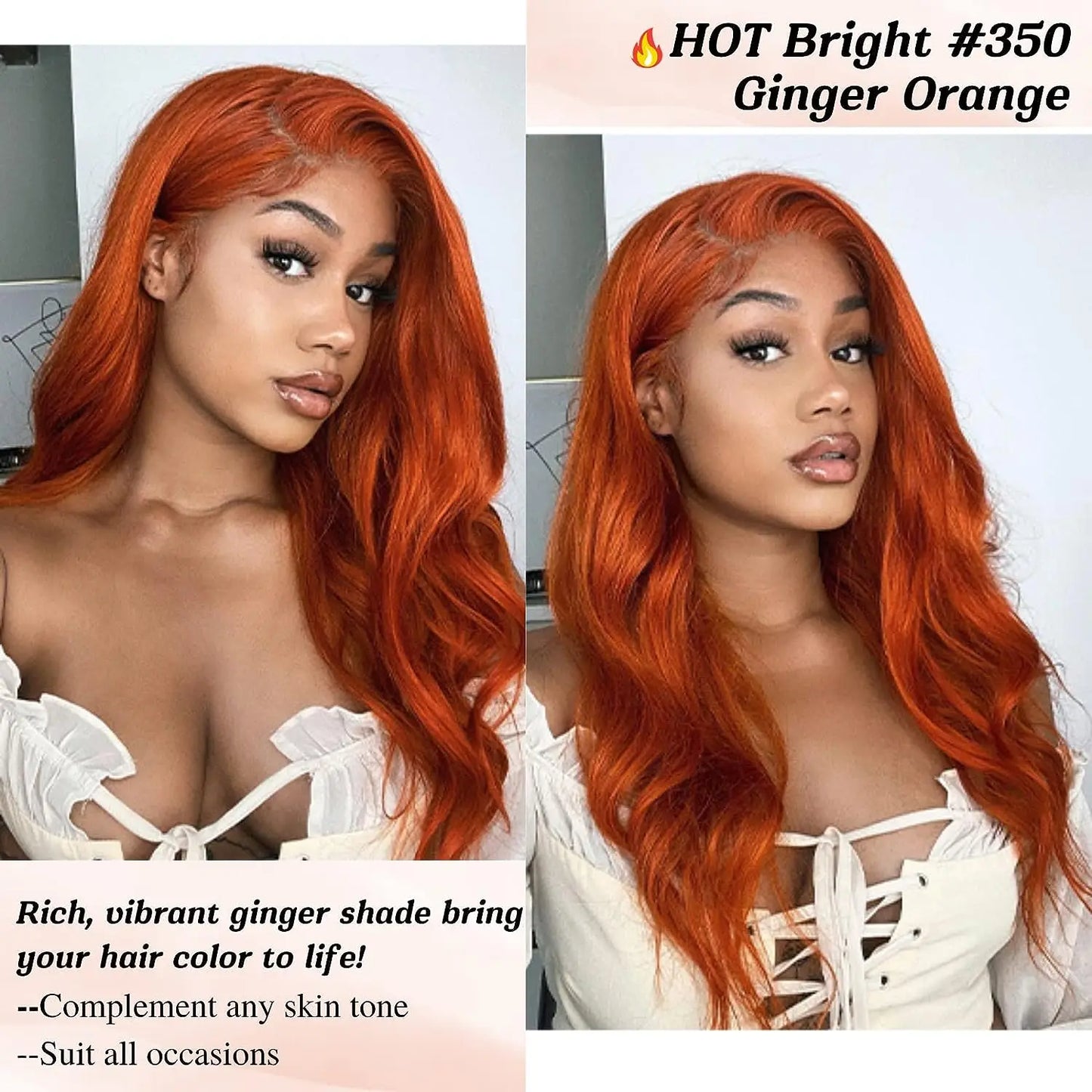 Orange Ginger Brazilian Unprocessed Virgin Human Hair  1 or 3-Bundles