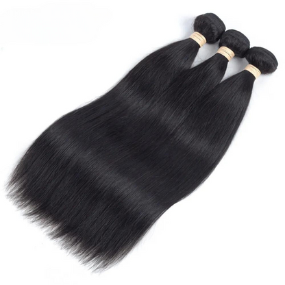 Straight Human Hair Bundles 3 Pieces Natural Black Human Hair Extensions