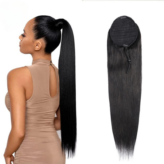 Ponytail Human Hair Extensions With Clip 10"-26" Natural Color